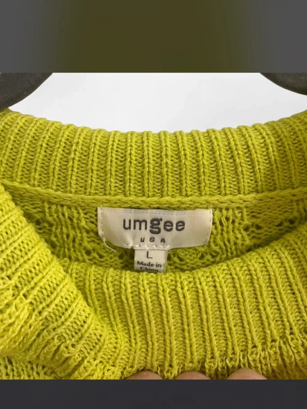 UMGEE Lime Green Cozy Ruffle Neck Sweater with Balloon Sleeves - Picture 4 of 7